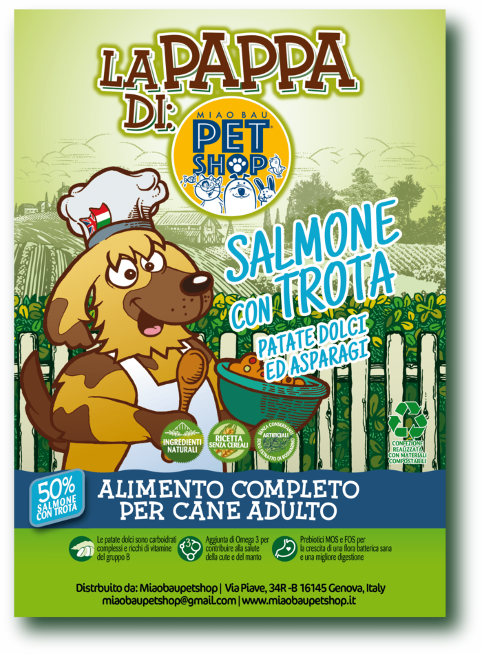 Crocchette di salmone e trota con patate dolci e asparagi - Cani adulti - LA PAPPA DI MIAOBAUPETSHOP®